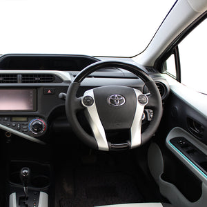REAL ORIGINAL SERIES OVAL SHAPE PEARL BLACK BLACK STITCH STEERING WHEEL FOR TOYOTA PRIUS PHV 30  30-1-BKP