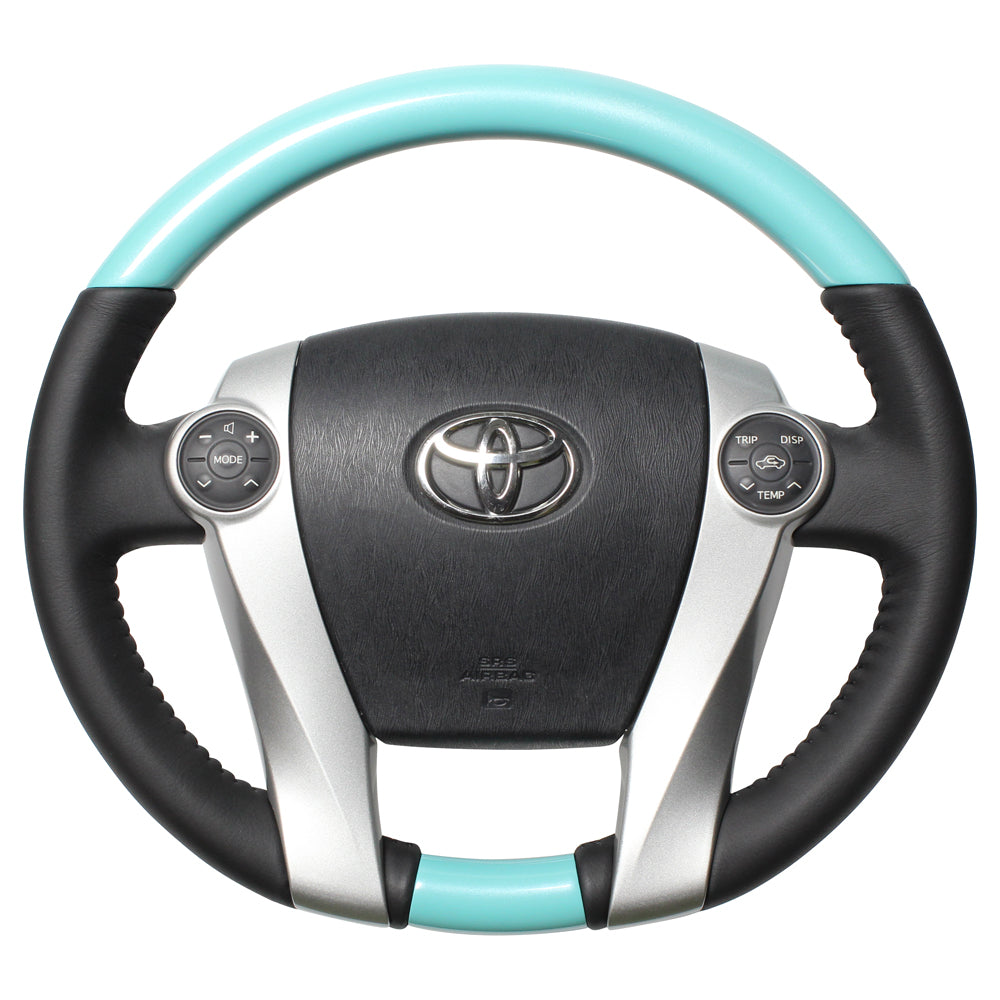 REAL ORIGINAL SERIES OVAL SHAPE COOL BLUE BLACK STITCH STEERING WHEEL FOR TOYOTA AQUA NHP10  30-1-BLP