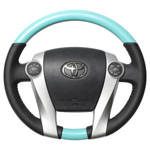 REAL ORIGINAL SERIES OVAL SHAPE COOL BLUE BLACK STITCH STEERING WHEEL FOR TOYOTA AQUA NHP10  30-1-BLP