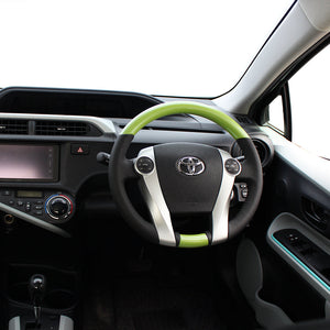 REAL ORIGINAL SERIES OVAL SHAPE FRESH GREEN BLACK STITCH STEERING WHEEL FOR DAIHATSU MOBIUS ZVW41N  30-1-GRP