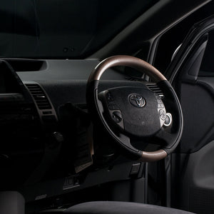 REAL ORIGINAL SERIES OVAL SHAPE CHAMPAGNE WOOD BLACK STITCH STEERING WHEEL FOR TOYOTA PRIUS 20  20-1-SW