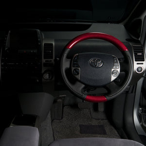 REAL ORIGINAL SERIES OVAL SHAPE RED CARBON BLACK STITCH STEERING WHEEL FOR TOYOTA PRIUS 20  20-1-RC