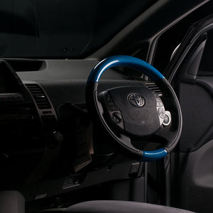 REAL ORIGINAL SERIES OVAL SHAPE BLUE CARBON BLACK STITCH STEERING WHEEL FOR TOYOTA PRIUS 20  20-1-BLC