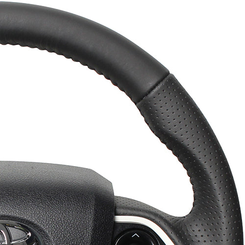 REAL ORIGINAL SERIES SET ALL LEATHER STEERING + BLACK CARBON PRINT UNDER PAD BLACK STITCH STEERING WHEEL FOR TOYOTA MIRAI 10  50-LPB-BK-BKT