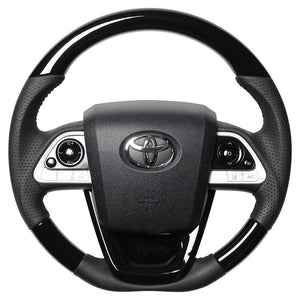 REAL ORIGINAL SERIES SET PIANO BLACK STEERING + PIANO BLACK UNDER PAD BLACK STITCH STEERING WHEEL FOR TOYOTA PRIUS 50  50-PBW-BK-PBP