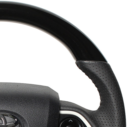 REAL ORIGINAL SERIES SET PIANO BLACK STEERING + PIANO BLACK UNDER PAD BLACK STITCH STEERING WHEEL FOR TOYOTA PRIUS 50  50-PBW-BK-PBP