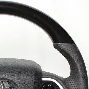REAL ORIGINAL SERIES SET BLACK WOOD STEERING + BLACK CARBON PRINT UNDER PAD BLACK STITCH STEERING WHEEL FOR TOYOTA PRIUS 50  50-BKW-BK-BKT