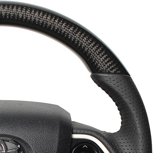 REAL ORIGINAL SERIES SET BLACK CARBON STEERING + PIANO BLACK UNDER PAD BLACK STITCH STEERING WHEEL FOR TOYOTA PRIUS 50  50-BKC-BK-PBP