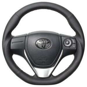 REAL ORIGINAL SERIES D SHAPE BLACK ALL LEATHER SILVER STITCH STEERING WHEEL FOR TOYOTA COROLLA FIELDER 160  E160-LPB-SL
