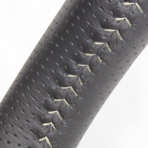 REAL ORIGINAL SERIES SOFT D SHAPE BLACK ALL LEATHER SILVER STITCH STEERING WHEEL FOR TOYOTA VITZ 130 EXCLUDING F GRADE P130-LPB-SL