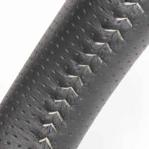 REAL ORIGINAL SERIES SOFT D SHAPE BLACK ALL LEATHER SILVER STITCH STEERING WHEEL FOR TOYOTA VITZ GR SPORT 130  P130-LPB-SL