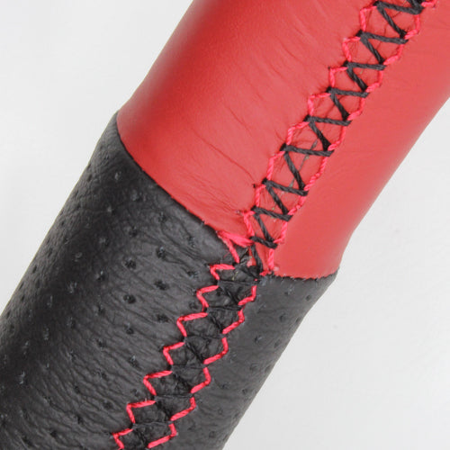 REAL ORIGINAL SERIES SOFT D SHAPE RED & BLACK ALL LEATHER RED X BLACK EURO STITCH STEERING WHEEL FOR SUBARU TRESIA 120  P130-LPB-RD