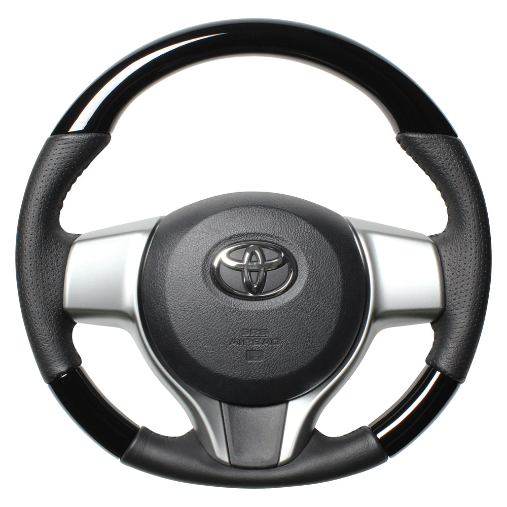 REAL ORIGINAL SERIES SOFT D SHAPE PIANO BLACK BLACK STITCH STEERING WHEEL FOR TOYOTA VITZ 130 EXCLUDING F GRADE P130-PBW-BK