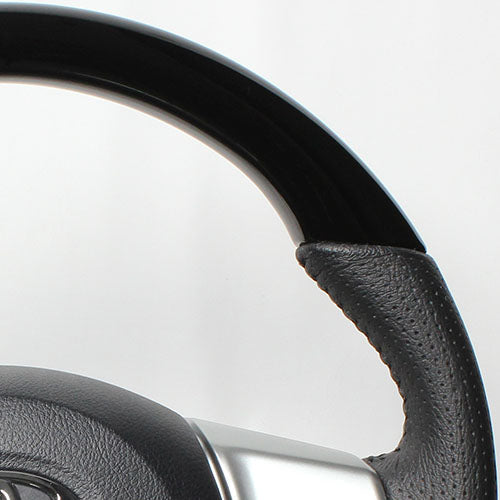 REAL ORIGINAL SERIES SOFT D SHAPE PIANO BLACK BLACK STITCH STEERING WHEEL FOR TOYOTA VITZ GR SPORT 130  P130-PBW-BK