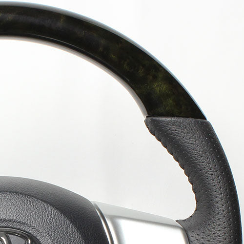 REAL ORIGINAL SERIES SOFT D SHAPE BLACK WOOD BLACK STITCH STEERING WHEEL FOR SUBARU TRESIA 120  P130-BKW-BK