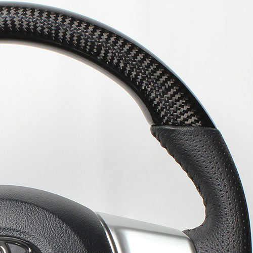 REAL ORIGINAL SERIES SOFT D SHAPE BLACK CARBON BLACK STITCH STEERING WHEEL FOR SUBARU TRESIA 120  P130-BKC-BK