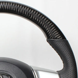 REAL ORIGINAL SERIES SOFT D SHAPE BLACK CARBON BLACK STITCH STEERING WHEEL FOR SUBARU TRESIA 120  P130-BKC-BK