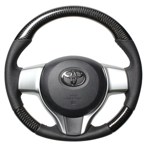 REAL ORIGINAL SERIES SOFT D SHAPE BLACK CARBON BLACK STITCH STEERING WHEEL FOR SUBARU TRESIA 120  P130-BKC-BK