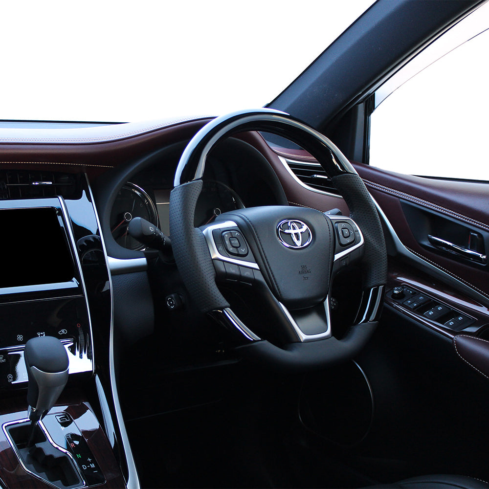 REAL PREMIUM SERIES SOFT D SHAPE PIANO BLACK BLACK EURO STITCH STEERING WHEEL FOR DAIHATSU ALTIS 50 : KOUKI  U60-PBW-BK