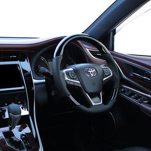 REAL PREMIUM SERIES SOFT D SHAPE PIANO BLACK BLACK EURO STITCH STEERING WHEEL FOR TOYOTA AVENSIS ZRT272W:3 TYPE  U60-PBW-BK