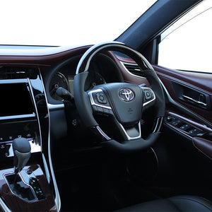 REAL PREMIUM SERIES SOFT D SHAPE 55 BLACK WOOD BLACK EURO STITCH STEERING WHEEL FOR TOYOTA ESQUIRE 80  U60-BKW-BK