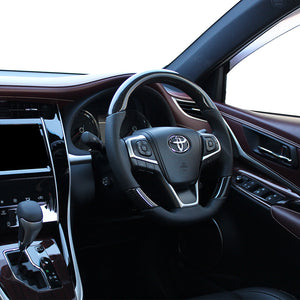 REAL PREMIUM SERIES SOFT D SHAPE BLACK CARBON BLACK EURO STITCH STEERING WHEEL FOR TOYOTA ESQUIRE 80  U60-BKC-BK