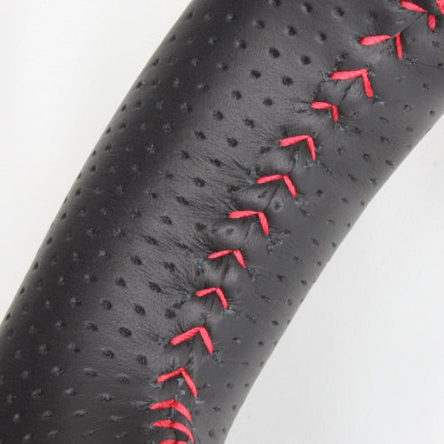 REAL ORIGINAL SERIES ROUND SHAPE PIANO BLACK RED STITCH STEERING WHEEL FOR TOYOTA ESTIMA 50 : 1-3 TYPES  R50-PBW-RD