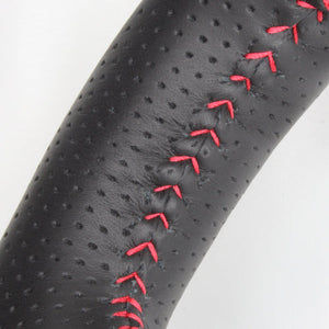 REAL ORIGINAL SERIES ROUND SHAPE PIANO BLACK RED STITCH STEERING WHEEL FOR TOYOTA ESTIMA 50 : 1-3 TYPES  R50-PBW-RD