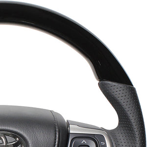 REAL ORIGINAL SERIES SOFT D SHAPE PIANO BLACK BLACK STITCH STEERING WHEEL FOR TOYOTA AVENSIS ZRT272W:3 TYPE  R80-PBW-BK