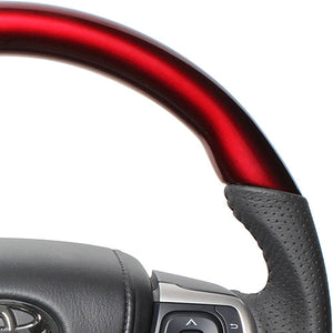 REAL ORIGINAL SERIES SOFT D SHAPE PEARL RED BLACK STITCH STEERING WHEEL FOR TOYOTA ALLION 260 : 3 TYPE  R80-RDW-BK