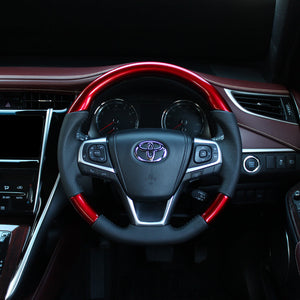REAL ORIGINAL SERIES SOFT D SHAPE PEARL RED BLACK STITCH STEERING WHEEL FOR TOYOTA ESTIMA HYBRID AHR20W:4 TYPE  R80-RDW-BK