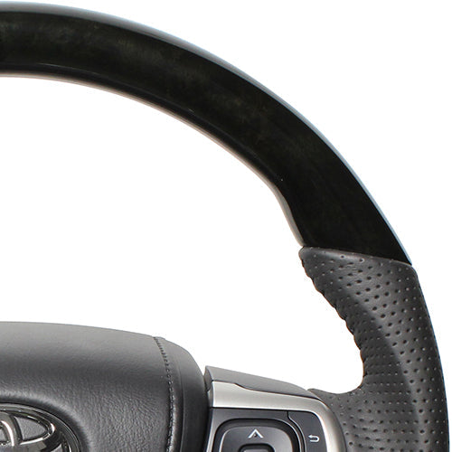 REAL ORIGINAL SERIES SOFT D SHAPE BLACK WOOD BLACK STITCH STEERING WHEEL FOR TOYOTA ESTIMA HYBRID AHR20W:4 TYPE  R80-BKW-BK