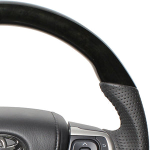 REAL ORIGINAL SERIES SOFT D SHAPE BLACK WOOD BLACK STITCH STEERING WHEEL FOR TOYOTA ESTIMA 50 : 4 TYPE  R80-BKW-BK