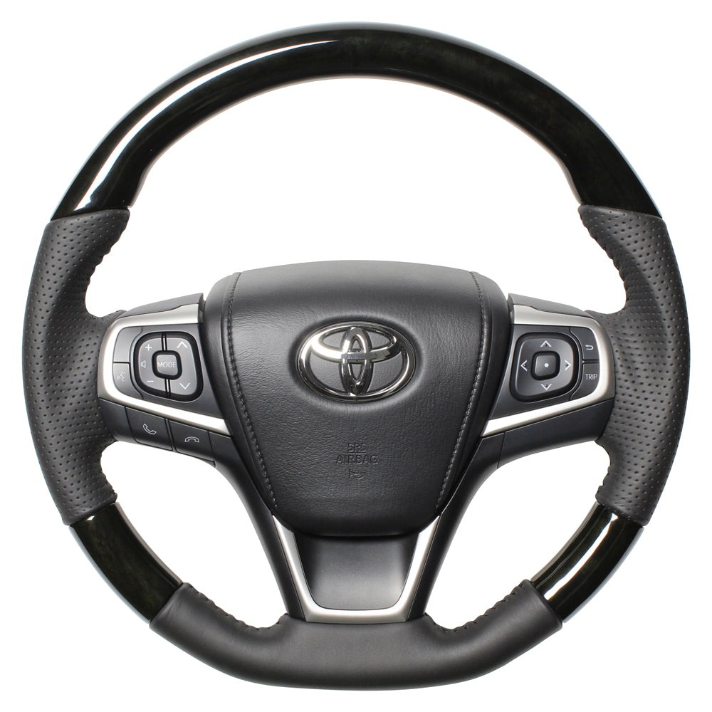 REAL ORIGINAL SERIES SOFT D SHAPE BLACK WOOD BLACK STITCH STEERING WHEEL FOR DAIHATSU ALTIS 50 : KOUKI  R80-BKW-BK