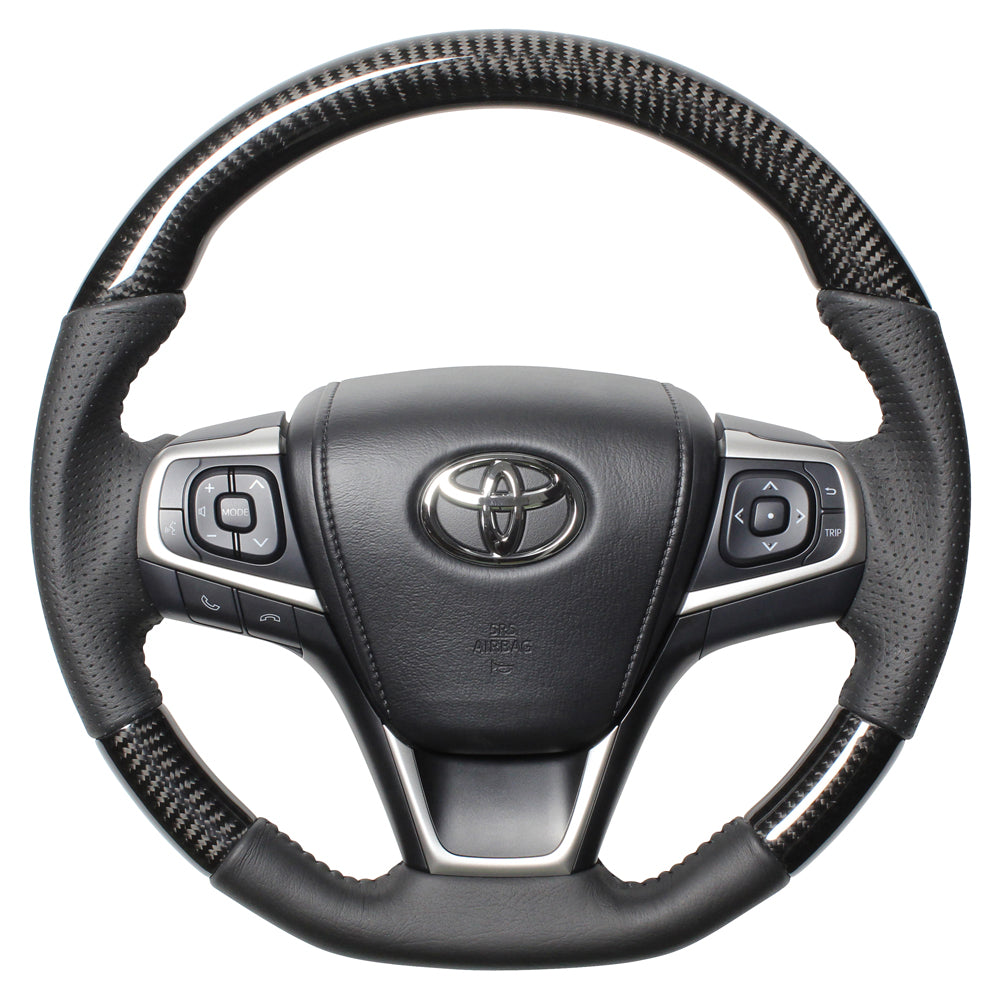 REAL ORIGINAL SERIES SOFT D SHAPE BLACK CARBON BLACK STITCH STEERING WHEEL FOR TOYOTA ALLION 260 : 3 TYPE  R80-BKC-BK