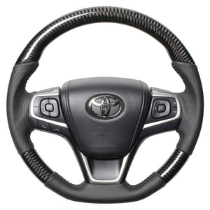 REAL ORIGINAL SERIES SOFT D SHAPE BLACK CARBON BLACK STITCH STEERING WHEEL FOR TOYOTA ESTIMA 50 : 4 TYPE  R80-BKC-BK