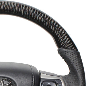 REAL ORIGINAL SERIES SOFT D SHAPE BLACK CARBON BLACK STITCH STEERING WHEEL FOR TOYOTA ESQUIRE 80  R80-BKC-BK