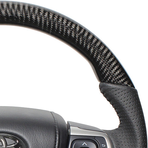 REAL ORIGINAL SERIES SOFT D SHAPE BLACK CARBON BLACK STITCH STEERING WHEEL FOR TOYOTA ESTIMA HYBRID AHR20W:4 TYPE  R80-BKC-BK