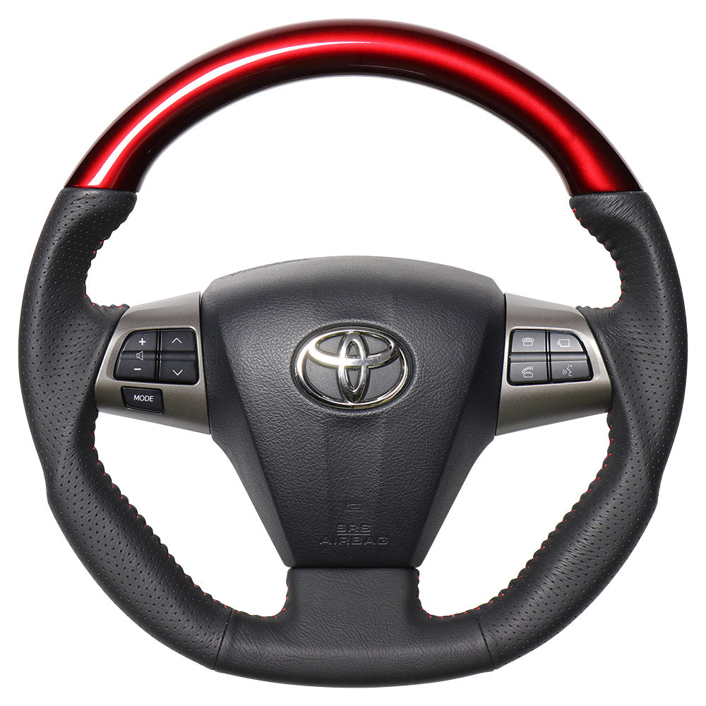 REAL ORIGINAL SERIES D SHAPE PEARL RED RED STITCH STEERING WHEEL FOR TOYOTA RAV4 30 : KOUKI  E20-RDW-RD