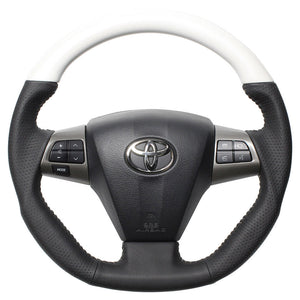 REAL ORIGINAL SERIES D SHAPE PEARL WHITE SILVER STITCH STEERING WHEEL FOR TOYOTA AURIS 150 : KOUKI  E20-WHW-SL