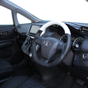 REAL ORIGINAL SERIES D SHAPE PEARL WHITE SILVER STITCH STEERING WHEEL FOR TOYOTA AURIS 150 : KOUKI  E20-WHW-SL