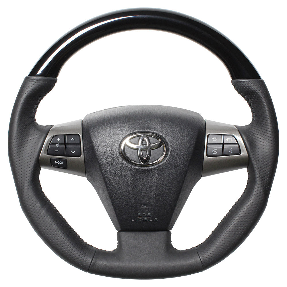 REAL ORIGINAL SERIES D SHAPE PIANO BLACK BLACK STITCH STEERING WHEEL FOR TOYOTA RAV4 30 : KOUKI  E20-PBW-BK