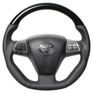 REAL ORIGINAL SERIES D SHAPE PIANO BLACK BLACK STITCH STEERING WHEEL FOR TOYOTA RAV4 30 : KOUKI  E20-PBW-BK