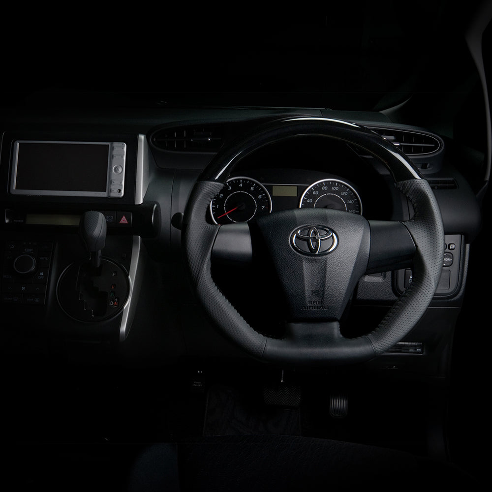 REAL ORIGINAL SERIES D SHAPE PIANO BLACK BLACK STITCH STEERING WHEEL FOR TOYOTA RAV4 30 : KOUKI  E20-PBW-BK