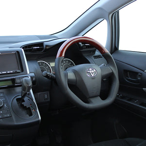 REAL ORIGINAL SERIES D SHAPE BROWN WOOD BLACK STITCH STEERING WHEEL FOR TOYOTA VOXY 70 : KOUKI 3 SPOKE TYPE E20-BRW-BK
