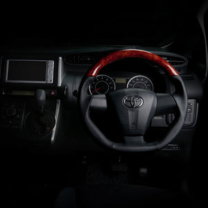 REAL ORIGINAL SERIES D SHAPE BROWN WOOD BLACK STITCH STEERING WHEEL FOR TOYOTA VOXY 70 : KOUKI 3 SPOKE TYPE E20-BRW-BK