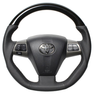 REAL ORIGINAL SERIES D SHAPE BLACK WOOD BLACK STITCH STEERING WHEEL FOR TOYOTA VOXY 70 : KOUKI 3 SPOKE TYPE E20-BKW-BK
