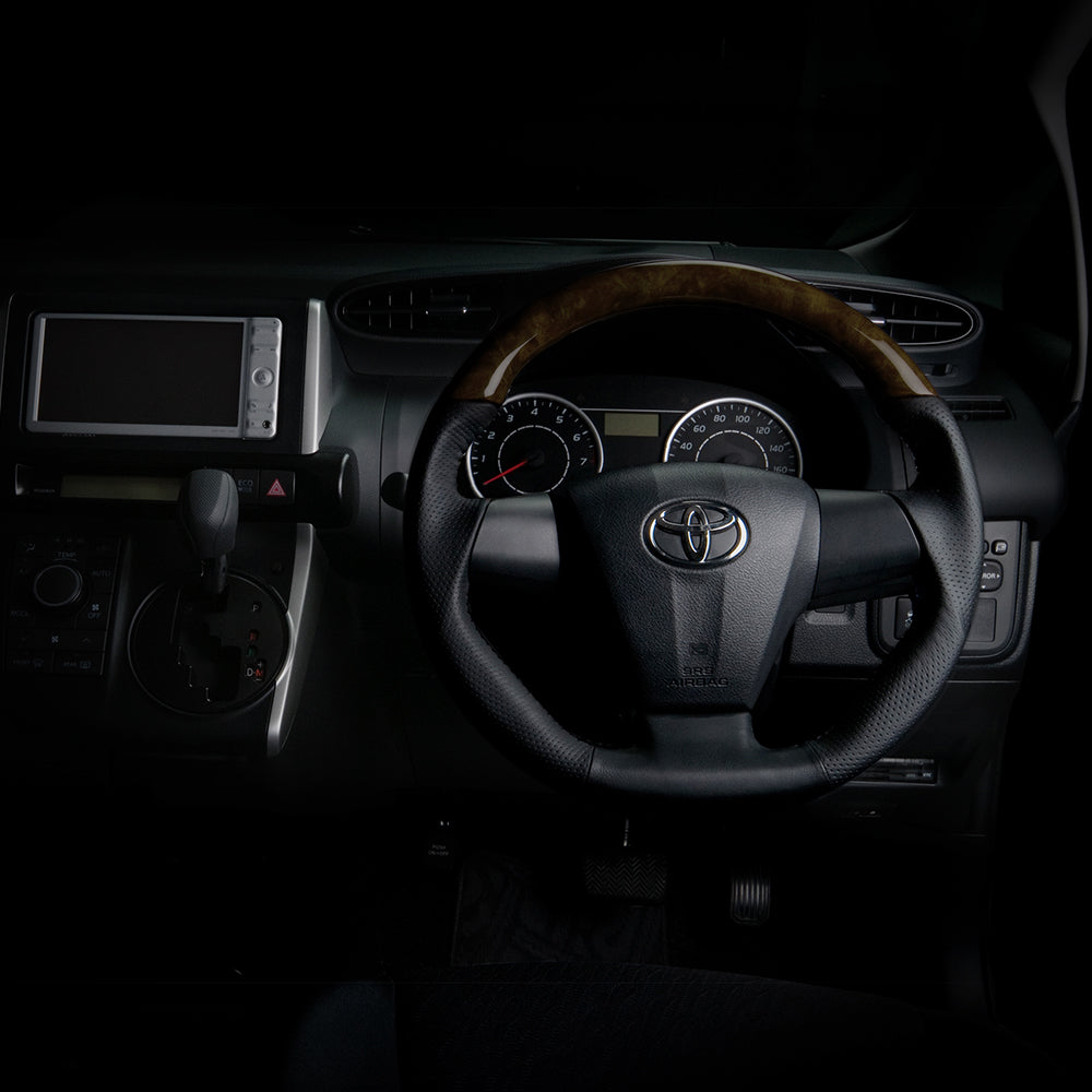 REAL ORIGINAL SERIES D SHAPE BLACK WOOD BLACK STITCH STEERING WHEEL FOR TOYOTA RAV4 30 : KOUKI  E20-BKW-BK