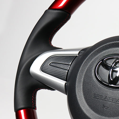 REAL ORIGINAL SERIES SOFT D SHAPE PEARL RED RED X BLACK EURO STITCH STEERING WHEEL FOR DAIHATSU ATRAI WAGON S321G: KOUKI S331G: KOUKI  M90-RDW-RD