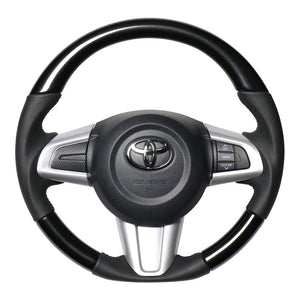 REAL ORIGINAL SERIES SOFT D SHAPE PEARL BLACK BLACK STITCH STEERING WHEEL FOR DAIHATSU ATRAI WAGON S321G: KOUKI S331G: KOUKI  M90-BKP-BK